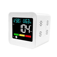 5-in-1 plug-in air quality detector: detects carbon monoxide, combustible gas, AQI, temperature, and humidity with alarm function (white).