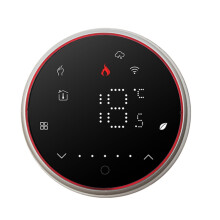 BHT-6001GALW 95-240V AC 5A Έξυπνος Στρογγυλός Θερμοστάτης Θέρμανσης Νερού με LED και WiFi (Μαύρο)