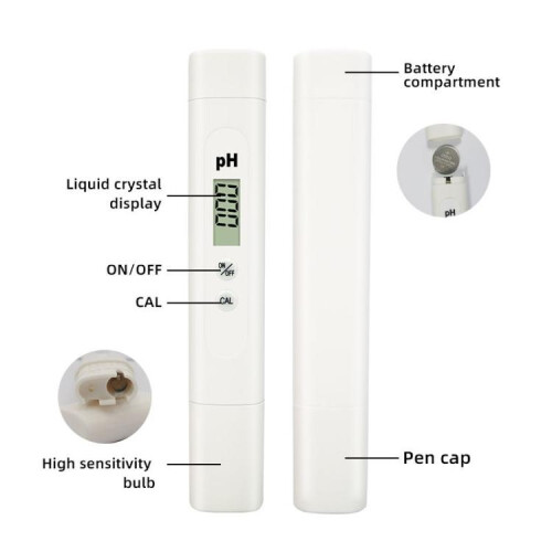 pH test pen with automatic calibration provides accurate acid and alkalinity test data. 1