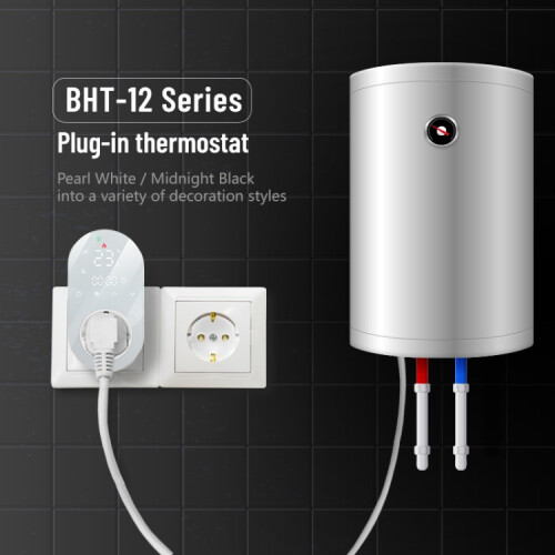 Θερμοστάτης LED με βύσμα BHT12-E χωρίς WiFi, EU Plug (Μαύρο) 2