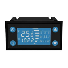 W-1213 Intelligente digitale display thermostaat voor aquariums, klimdieren, planten, broedkweken en temperatuurregeling (zwart)