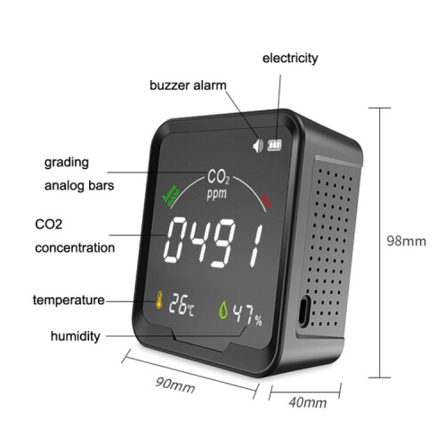 PTH-9C gasdetector, infrarood koolstofdioxidedetector, temperatuur- en vochtigheidsmeter 2