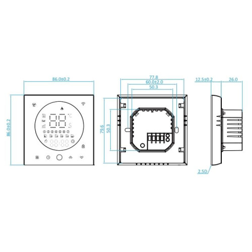 Θερμοστάτης LED θέρμανσης με λέβητα BHT-008GCL 240V AC 5A για έξυπνο σπίτι (μαύρο, χωρίς WiFi) 1