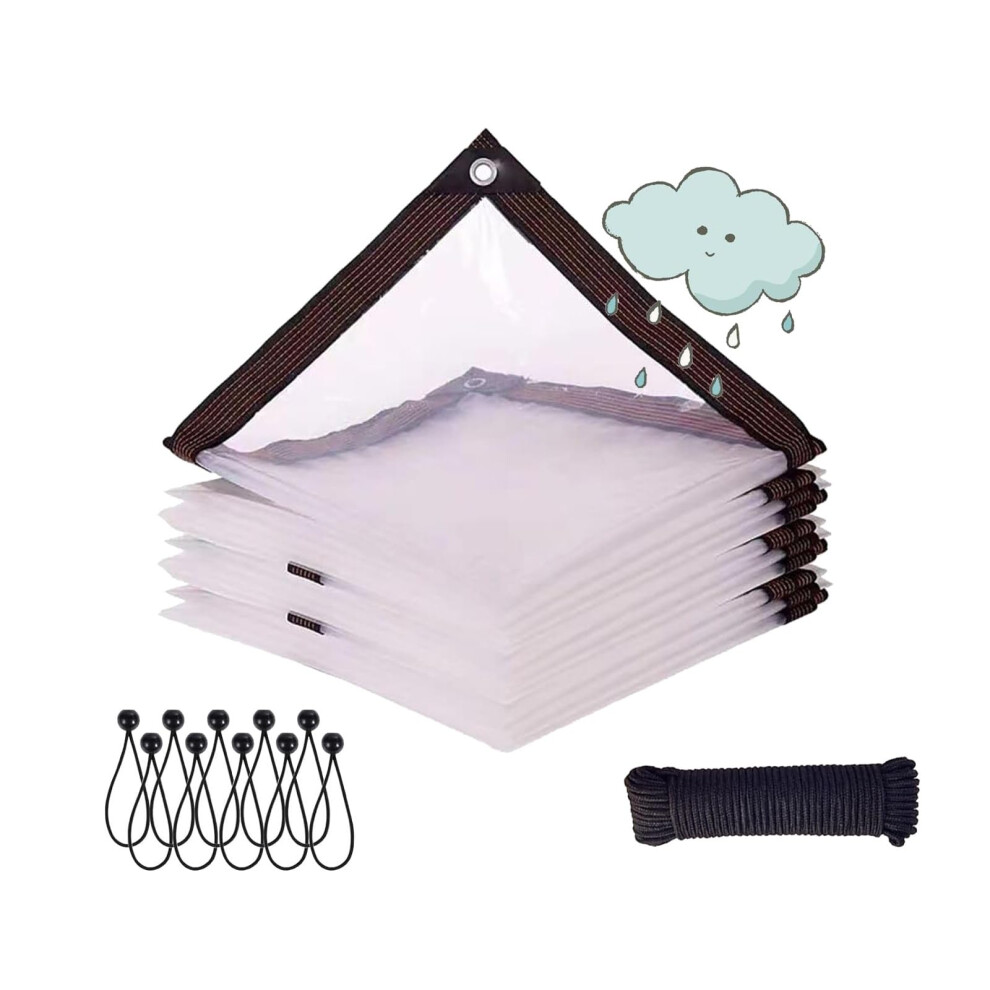5X8 Ft Clear Pvc Tarp With Grommets, Heavy Duty Waterproof Transparent Vinyl Tarpaulin For Outdoor Use 9330225485704
