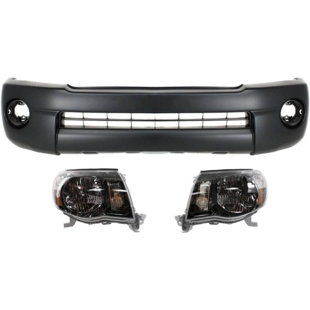 Headlight Assembly And Front Bumper Kit With Preinstalled Bulbs, Complete Frontend Replacement For Toyota Tacoma 2005Â2011 9073542153740