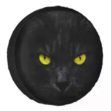(14 inch, Spare Tire Cover) Custom Black Cat Spare Wheel Tire Cover for Toyota Suzuki Kitty Jeep RV SUV 4WD 4x4 Vehicle Accessories 14 15 16 17