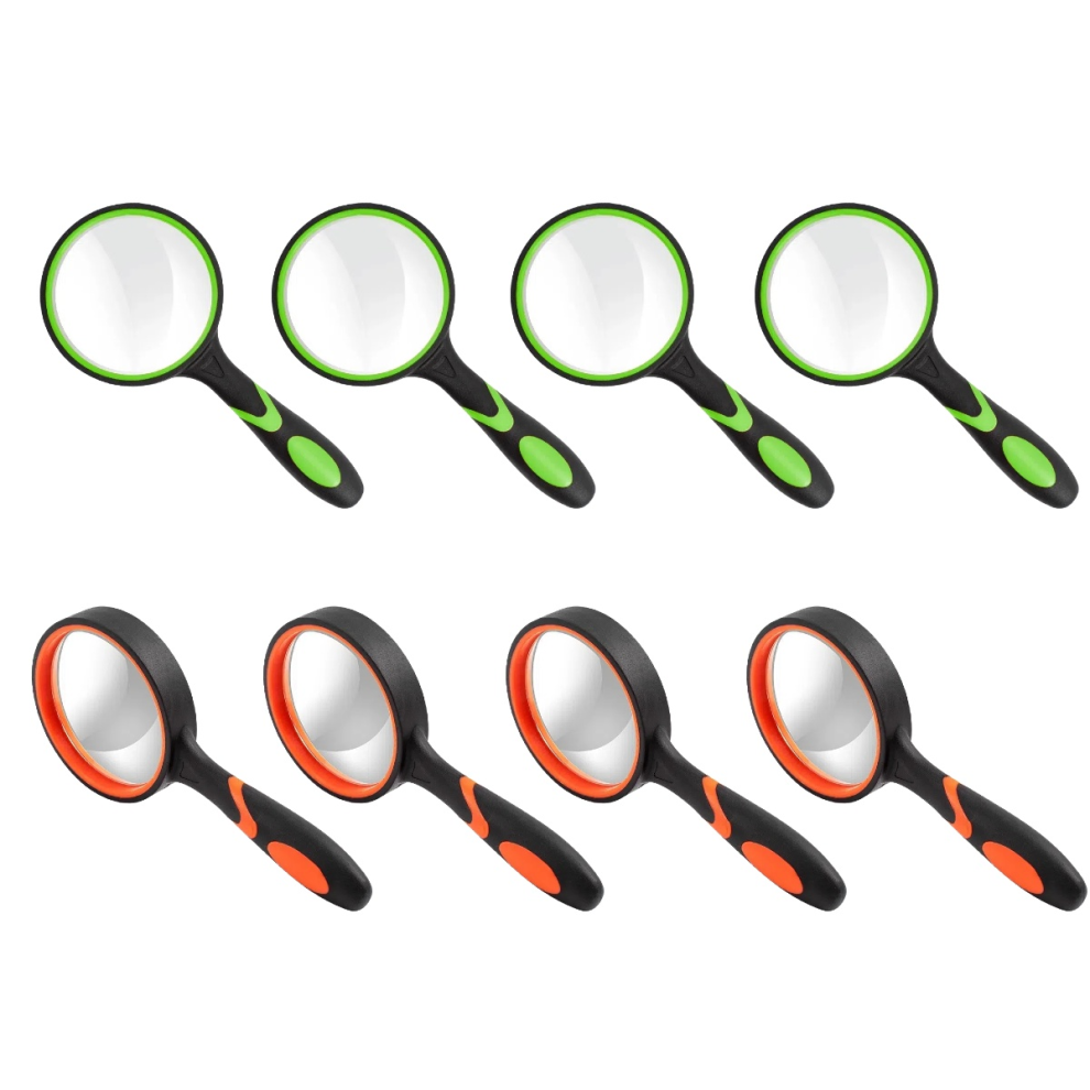 10X Handheld Magnifying Glasses Set of 8 for Elderly and Children 50mm Magnification Lens