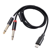 USB-C - kaksois-6,35 mm:n äänikaapeli, tyypin C ja kaksois-6,35 mm:n äänijohto älypuhelimelle ja multimedialle