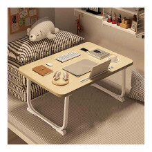 Foldable Laptop Bed Table with Cup Holder and Drawer, Adjustable Stand for Bed and Sofa, Black Wood