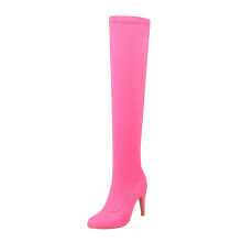 Hot Pink Suede Knee Stiletto Boots Women's Platform Heel Boots Size 8.5 for Autumn Winter