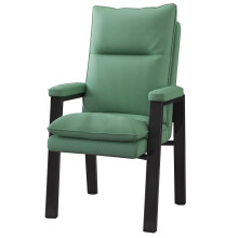 Ergonomic Office Chair with Breathable Leather Upholstery, Mid Century Modern Dining Chair Green with Armrests and Heavy Duty Metal Legs