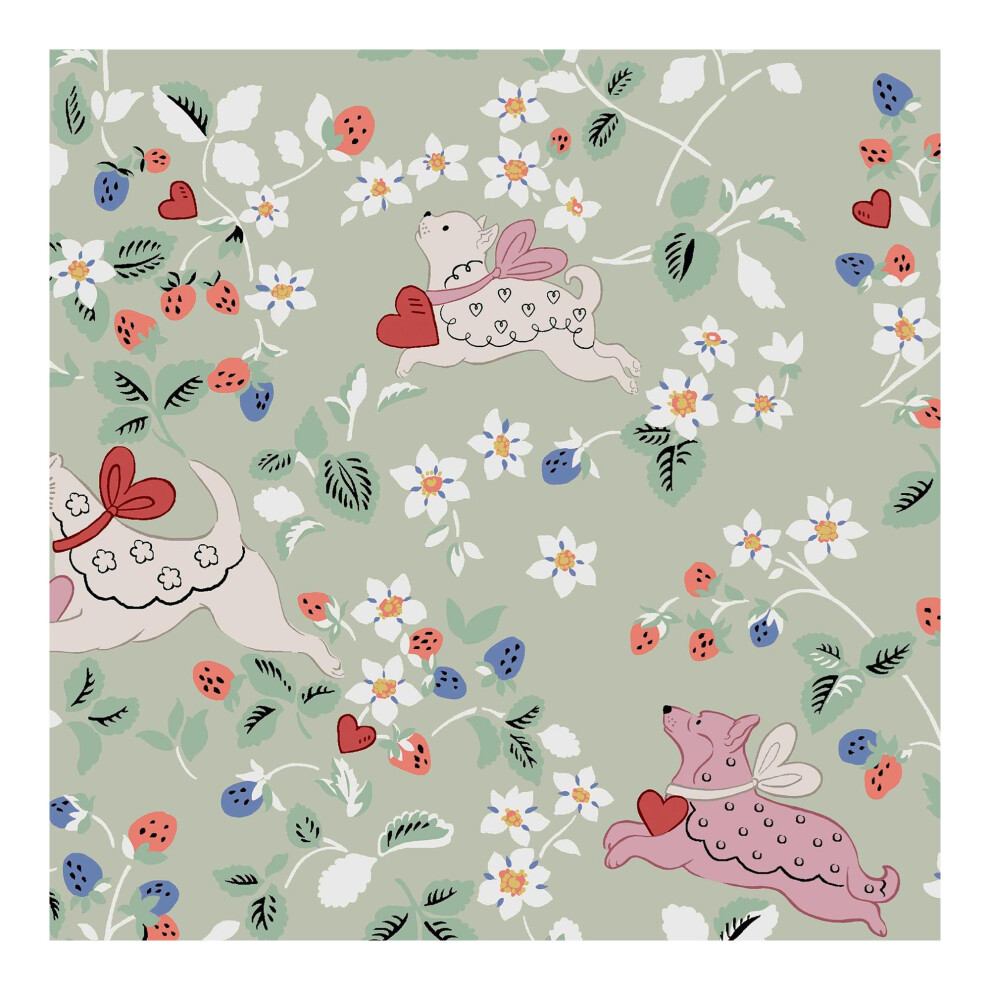 Cath Kidston Puppy Dream Floral Sage Wallpaper 5011583881073