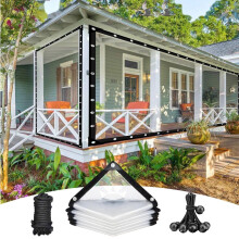 9x9FT Clear Vinyl Tarp Heavy Duty Waterproof Outdoor Cover with Rustproof Grommets for Patio Garden Furniture