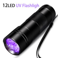 LED Light Black Light Flashlights Torch UV Flashlight Waterproof LED 5mm Lamp 12 Emitters 1 Mode Waterproof Camping Everyday Use Hunting