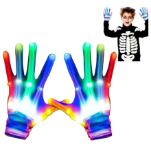 LED-handschoenen, 2 stuks, veelkleurige, oplichtende handschoenen met 7 knipperstanden, cool speelgoed met vingerlampjes voor verjaardagen, disco's, k