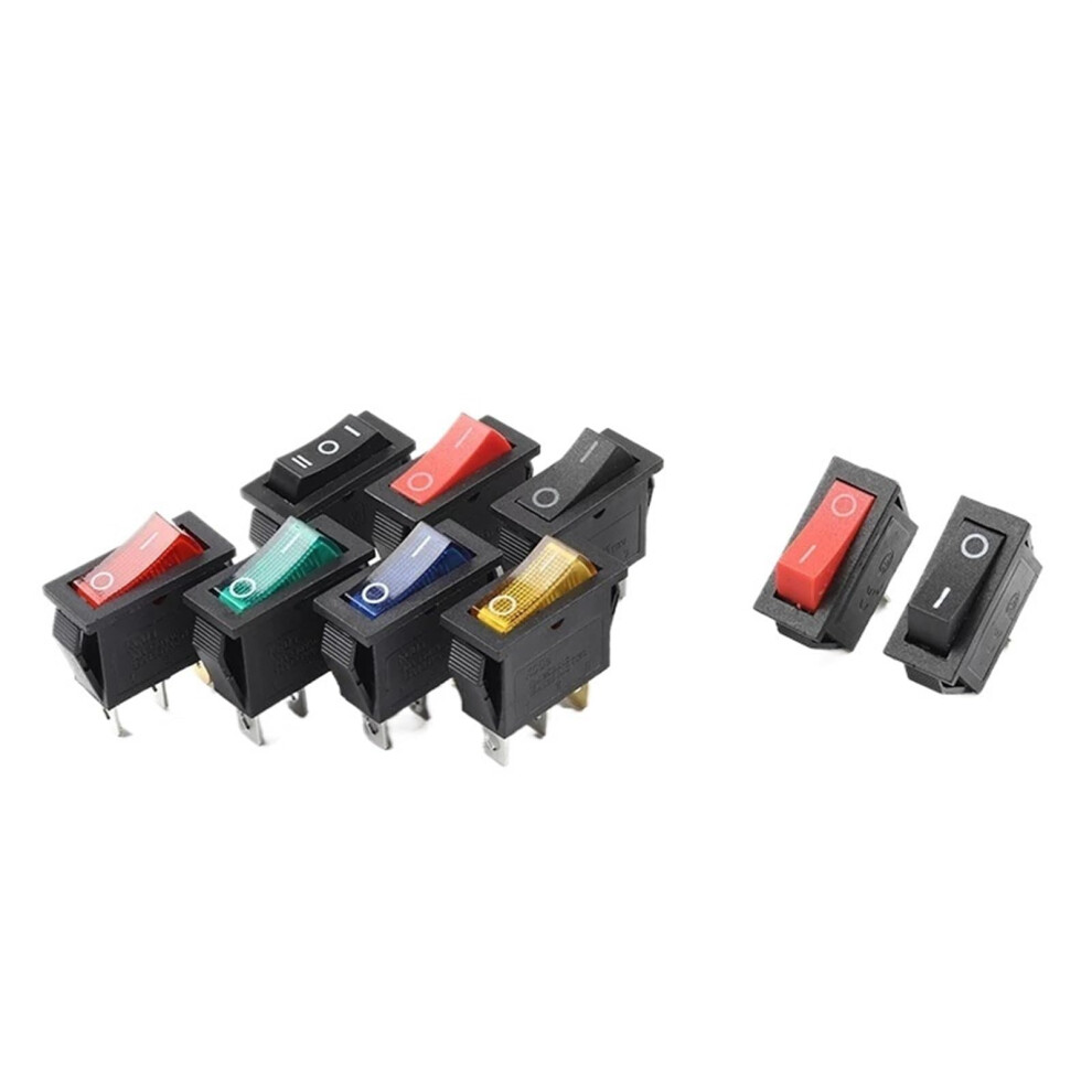 10Pcs Kcd3 Power Switch 3 Pin Rocker Switch On On 10A 250V Lighted Toggle For Appliances Black 9073542154549