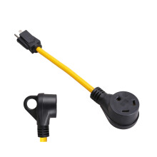 Heavy Duty 12 Inch RV Adapter Power Cord 15 Amp Male to 30 Amp Female Dogbone with Ergonomic Handle for Camper or Trailer