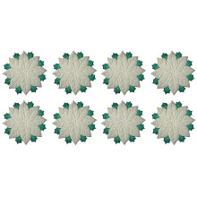 8X Holiday Christmas Embroidered Placemats Applique Poinsettia Placemats Christmas Flower Placemat B