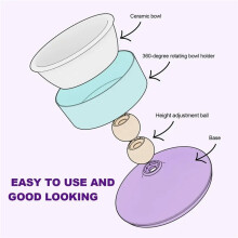 2X Raised Cat Food Bowl Adjustable Dog Bowl with Stand Rotatable Anti Vomiting Protect Pets Spine Feeding Supplie