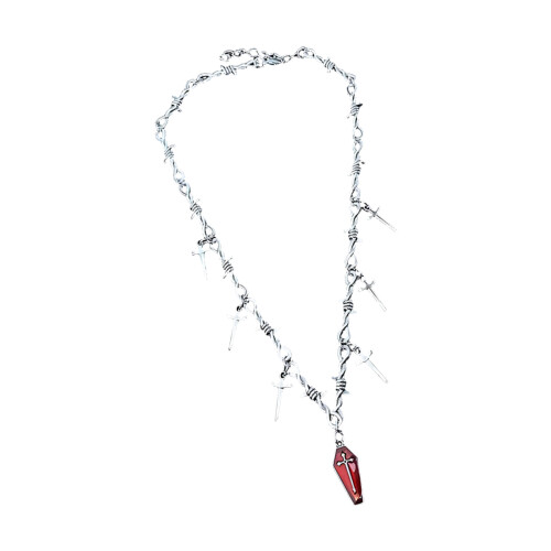 Unique Thorn Crucifix Pendant Chain Gothic Style Accessory For