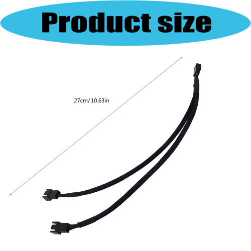 Flexible 3Pin PC Fan Splitters Cable 1 To 2-Black Under 5Pcs 3P 2