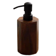 Wood Soap Dispenser with Easy Press Pump, Natural Wood Finish, Refillable Bottle for Bathroom Countertop or Kitchen Sink