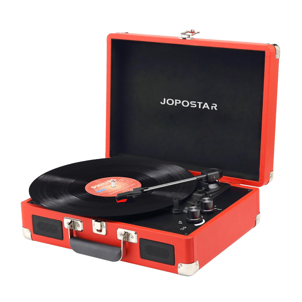 Portable Record Player Bluetooth Turntable 3Speed Vinyl Player With Builtin Stereo Speakers Vintage Red 9771547005179