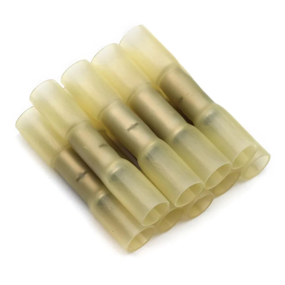 Heat Shrink Butt Connectors Kit 50Pcs Yellow Awg 2210 Waterproof Electrical Wire Crimp Terminals 9073542155775