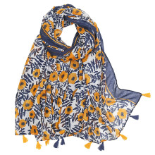 Scarf Compatible with Women Lightweight Floral Printed Scarf Fall Winter Fashion Fringed Shawl