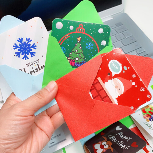 Mini-Weihnachtskarten, niedliche Weihnachtskarten mit Umschlägen, 7 x 7 cm (48 Stück) 1