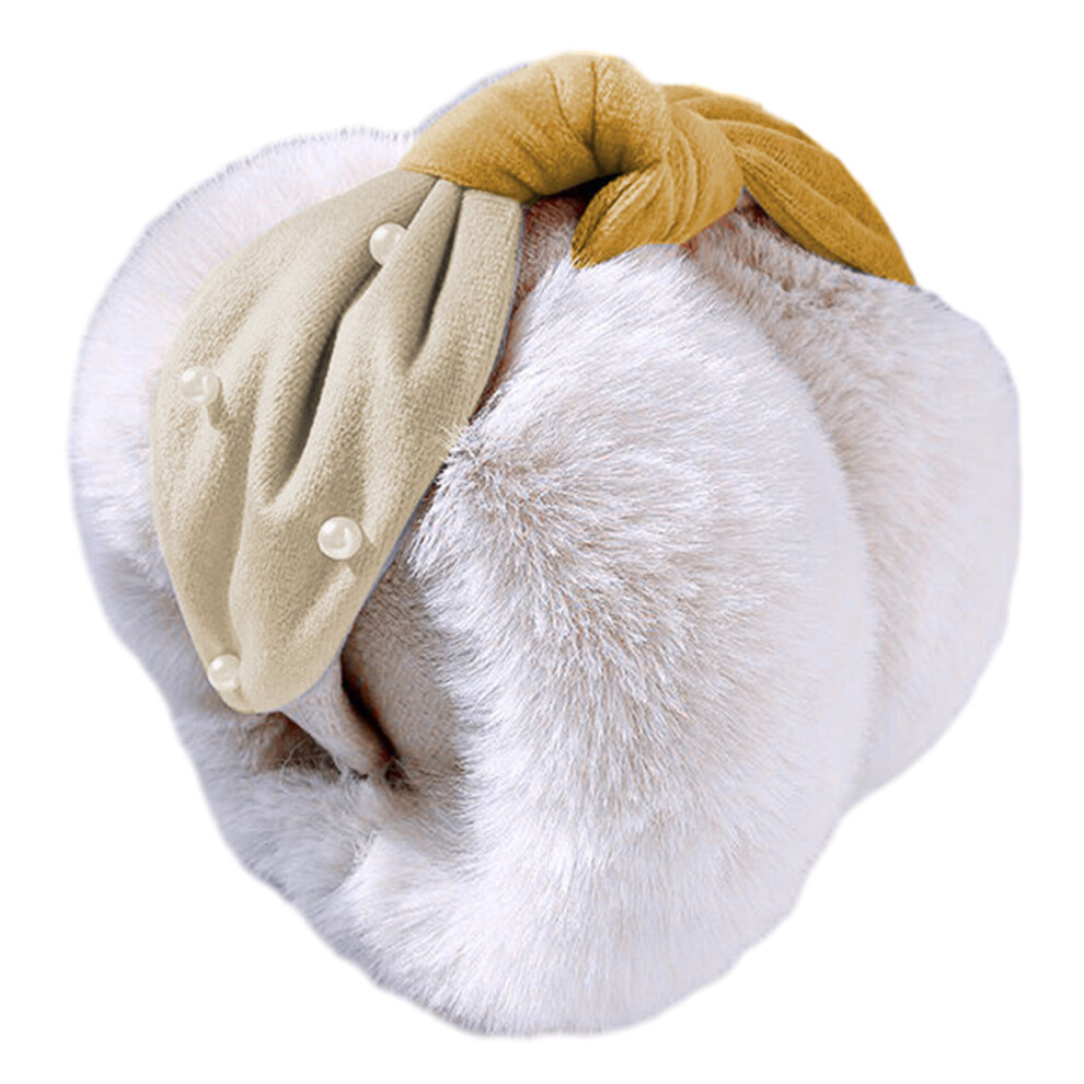 Women's Winter Faux Pearl Earmuffs Faux Fur Earmuffs Women's Girls Plush Earmuffs Outdoor Earmuffs Headband 3564946437759