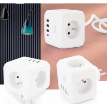 Compact Safe-Grounded Europe Travel Adapter, Dual Fast Charging USB-C Ports & 3 AC Outlets Compatible with Germany France, Ultra-Compact Des