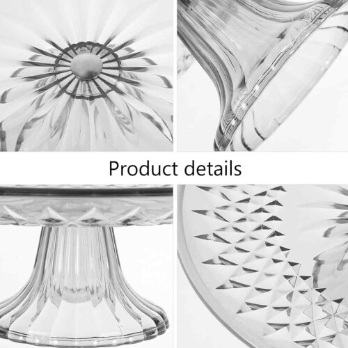 Glass Cake Display Stand Tray: Footed Cake Plate Server Party Serving Tray 2