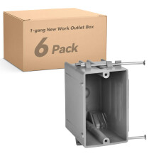 PVC Electrical Box 1 Gang Outlet Box 22 Cu In UL Listed Impact‑Resistant Spacious Wiring 6 Pack