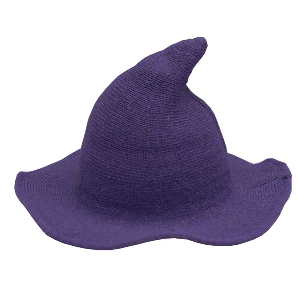 Women Witch Hat Compatible With Halloween Wool Hats Wide Brim Spire Knitte 3564946434994