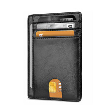 Men's leather card case, RFID anti-theft brush