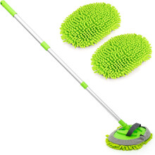 Gant de lavage de voiture 2 en 1 en microfibre chenille avec long manche en alliage d'aluminium, outil de nettoyage anti-rayures réglable, b