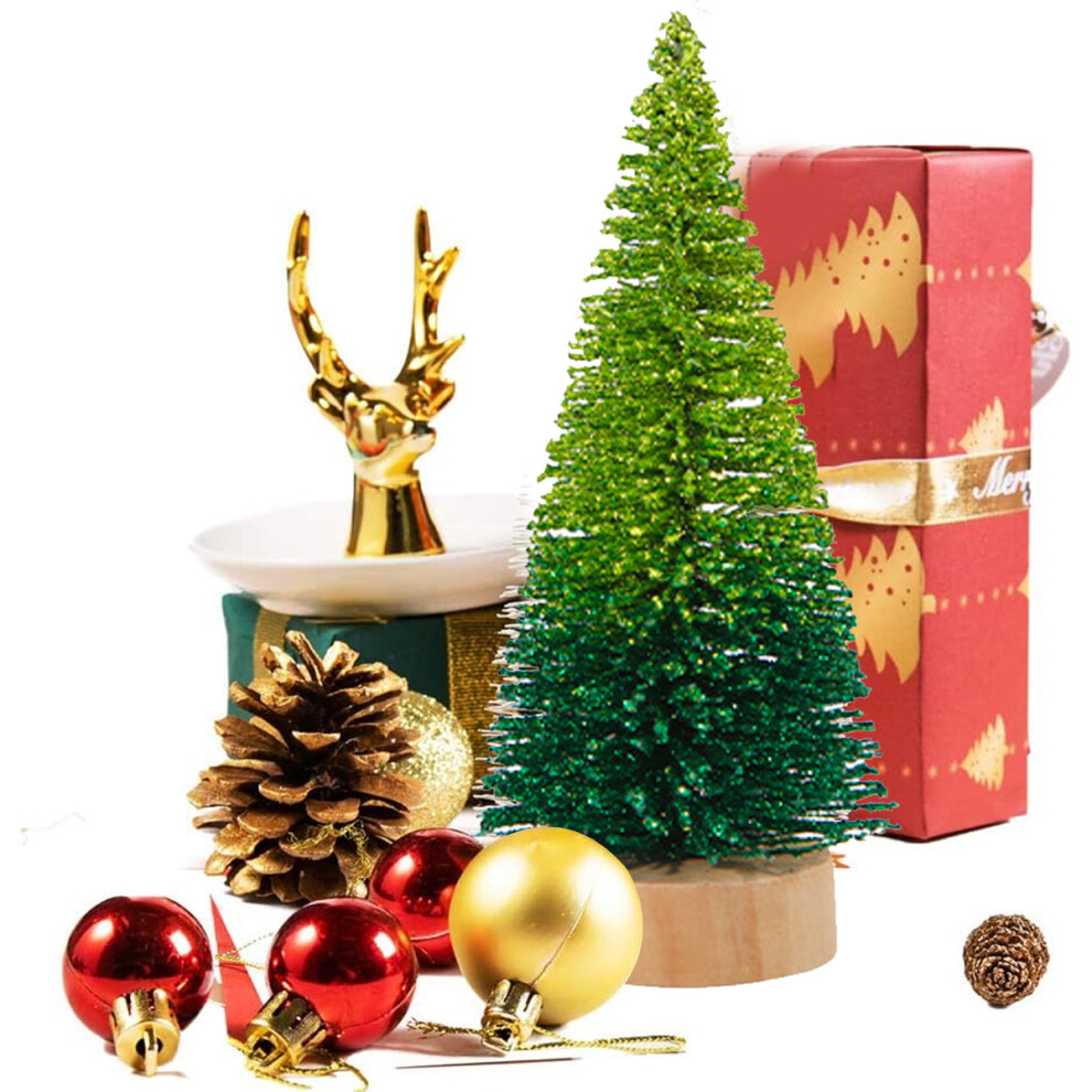 4pcs Mini Christmas Trees Decorations Small Bottle Brush Trees with Wooden Base, Artificial Christmas Trees Compatible with Village Tabletop-image-OPC-PT6R5QK-NEW