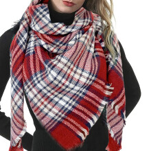 Trendy Women's Cozy Warm Winter Fall Blanket Scarf Stylish Soft Chunky Checked Giant Scarves Shawl Cape