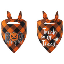 2Pcs Halloween Dog Bandanas, Pet Kerchief Scarf Plaid Dog Tria