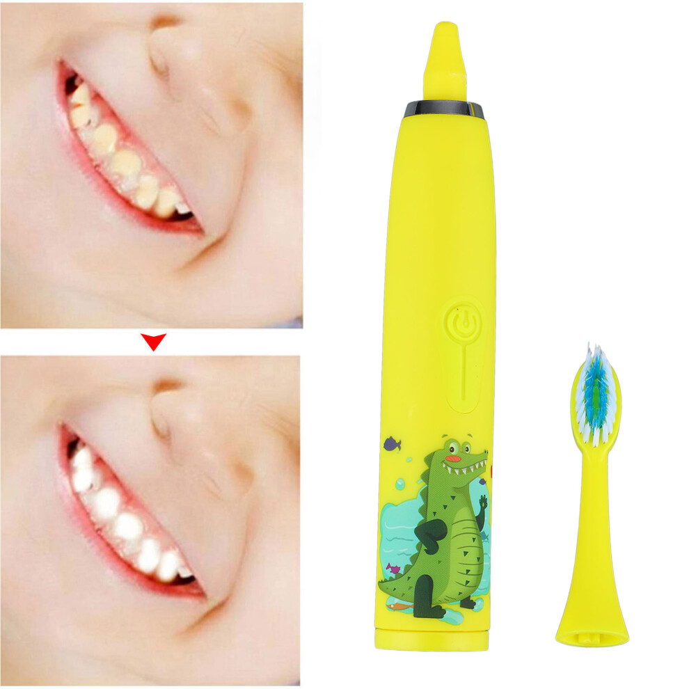 Children Electric Toothbrush 4 Gears 8 Brush Heads USB Charging Kids Electric Toothbrush Yellow
