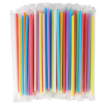 100-Pieces of Plastic Disposable Jumbo Straws Individually Wrapped 10 Inches Long Straws Compatible with Boba, Fruit Smoothies, Milkshakes,