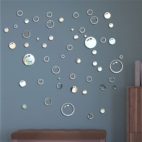 Mirror Wall Stickers 58 DIY Circle Bubble Bathroom Home Decor 1