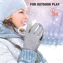 Lot de 2 gants d'hiver tactiles, gants tricotés à poignets élastiques et gants chauds d'hiver
