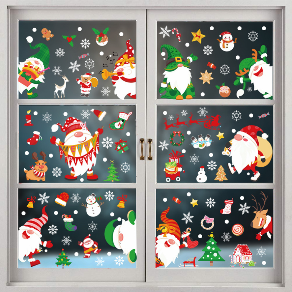 Christmas Snowflake Window Clings, Merry Christmas Window Clings Compatible With Party Decorations 3564946401057