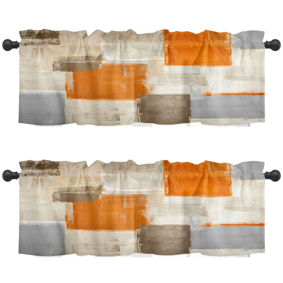 2 Pack Valances Window Treatments, Abstract Modern Art Blackout Drapes Adjustable Curtain Valances Brown 3564946401958