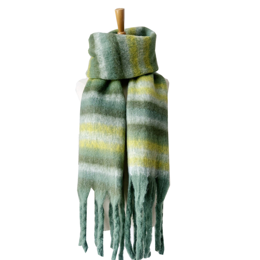 Winter Warm Scarf Compatible With Women Long Shawl Large Scarves Fringed Striped Scarf Cold Weather Thick Blanket Scarfs Color 3564946401323