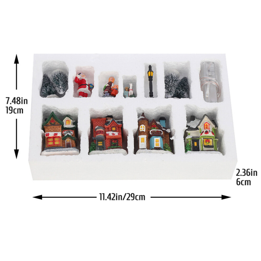 Christmas Village Set Resin Christmas Scene Village Led Lighted Miniature Houses Town Christmas Village Houses Gift 3564946446485