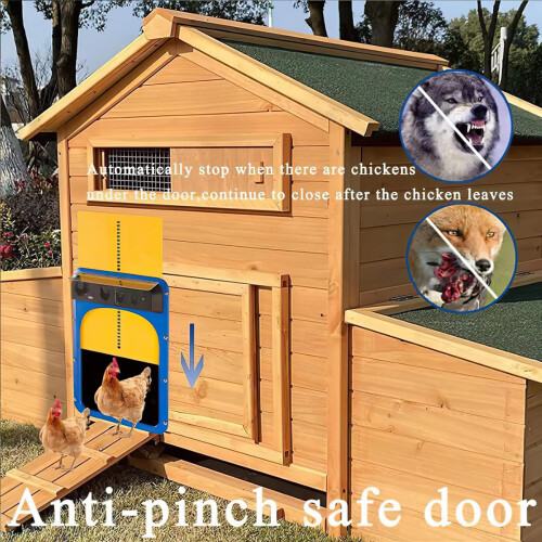 Chicken Guardian, Solar-Powered Automatic Coop Door with Timer & Light Sensor Programmable LCD Display, Aluminum Safe Anti-Pinch Function Cu 1