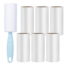 Rodillo quitapelusas adhesivo para ropa, compatible con pelo de mascotas, 6 rollos con 1 dispensador, quitapelusas, compatible con pelo, pel